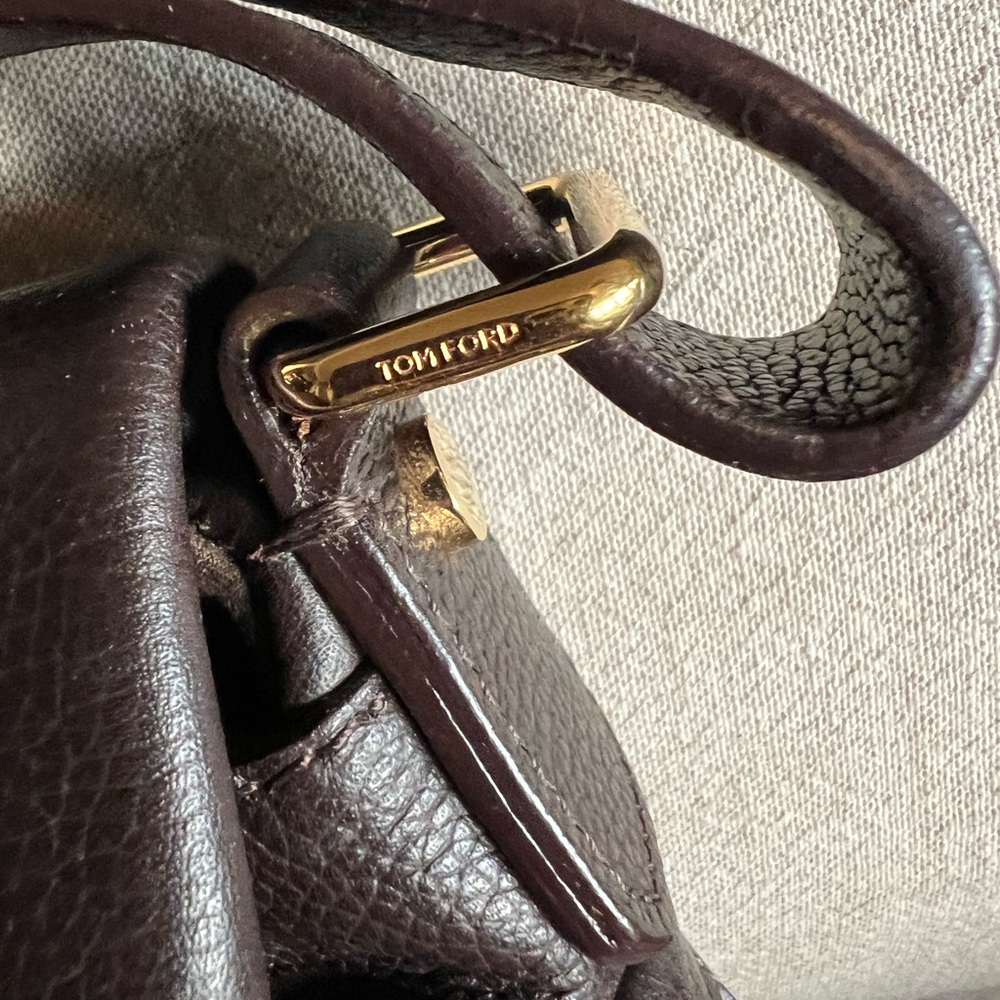 Elegant medium Dark Brown Tom Ford Jennifer Leather Shoulder Bag - Picture 6 of 10